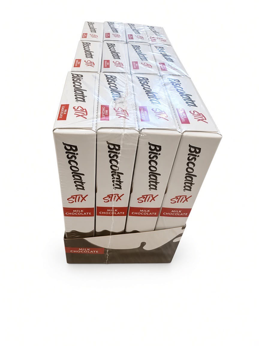 Biscolata STIX Milk Chocolate Cookie Sticks 12 Multipack (12x1.41oz Boxes)