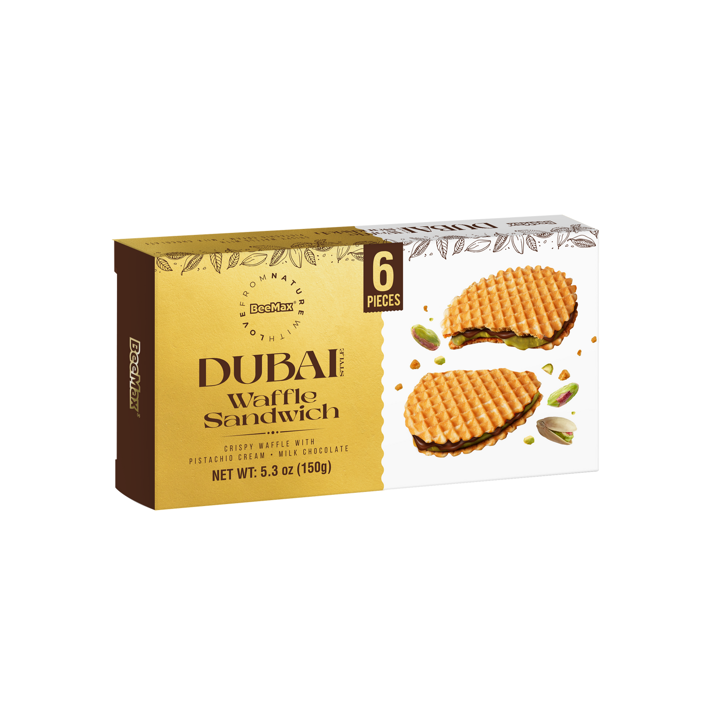 Beemax Waffle Sandwich with Dubai Cream & Chocolate 6 Box x 5.6 oz