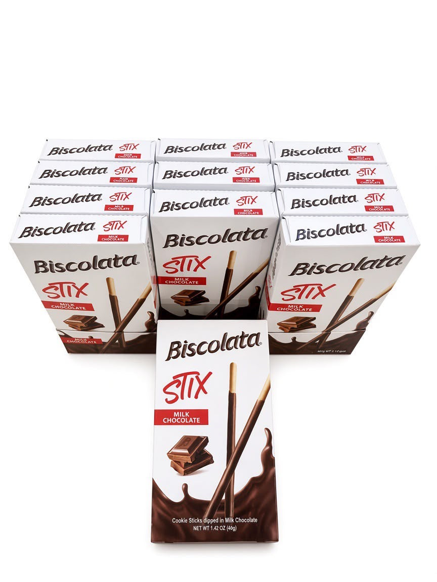Biscolata STIX Milk Chocolate Cookie Sticks 12 Multipack (12x1.41oz Boxes)