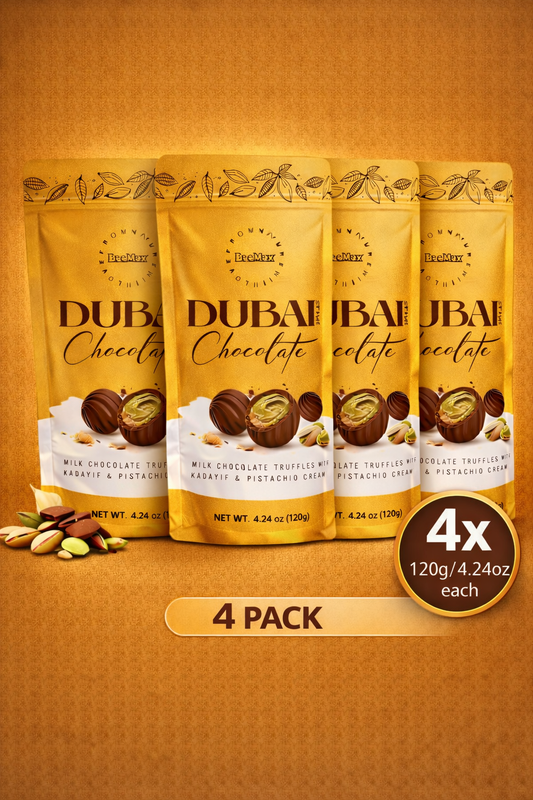 4 PCS BeeMax Dubai Style Chocolate Waffle Cones Milk Chocolate&Pistachio Cream