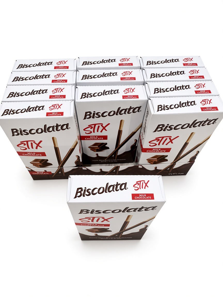 Biscolata STIX Milk Chocolate Cookie Sticks 12 Multipack (12x1.41oz Boxes)