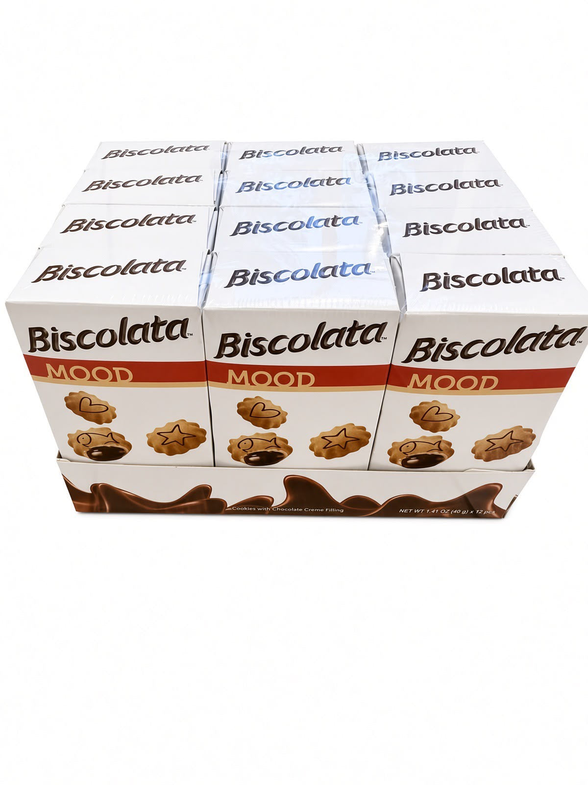 Biscolata MOOD Cookies Chocolate Creme Filling 12 Multipack (12x1.41oz Boxes)