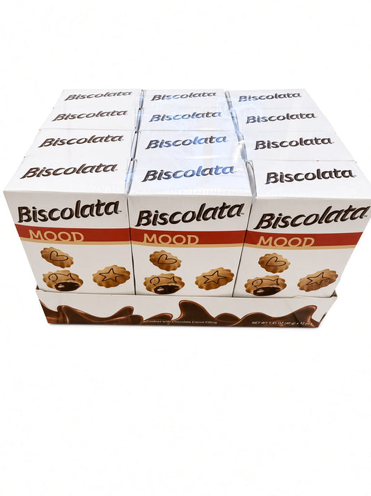 Biscolata MOOD Cookies Chocolate Creme Filling 12 Multipack (12x1.41oz Boxes)