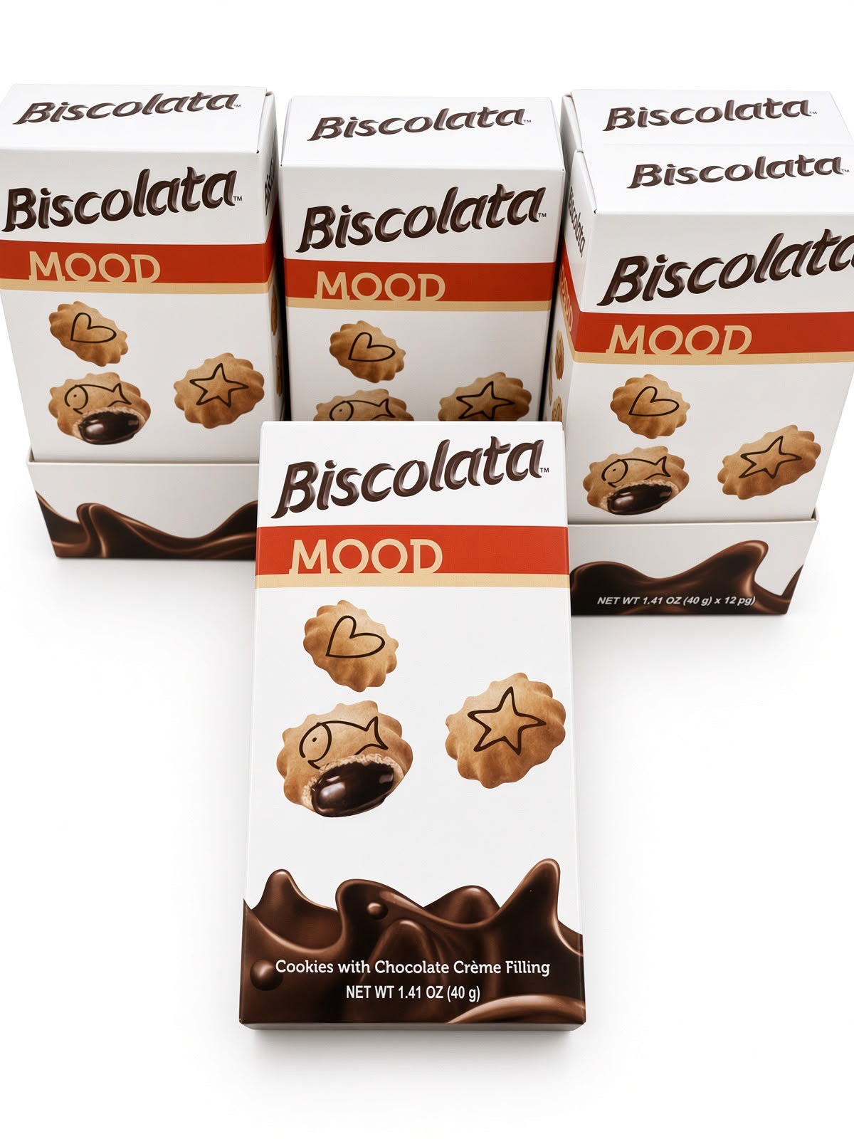 Biscolata MOOD Cookies Chocolate Creme Filling 12 Multipack (12x1.41oz Boxes)