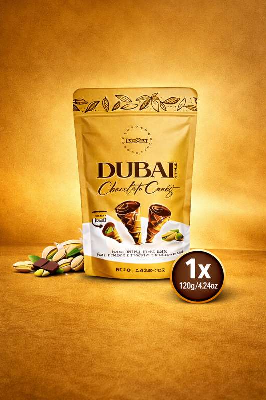 1 PCS BeeMax Dubai Style Chocolate Waffle Cones Milk Chocolate&Pistachio Cream