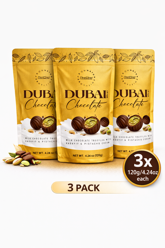 3 PCS Bag Beemax Dubai Chocolate Truffles Pistachio Cream Filled Milk Choco Ball