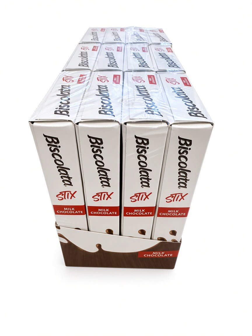 Biscolata STIX Milk Chocolate Cookie Sticks 12 Multipack (12x1.41oz Boxes)