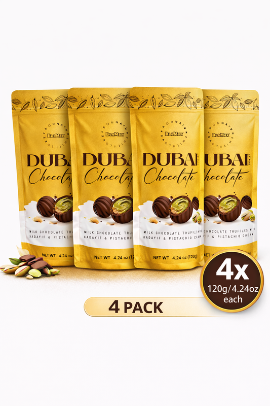 4 PCS Bag Beemax Dubai Chocolate Truffles Pistachio Cream Filled Milk Choco Ball
