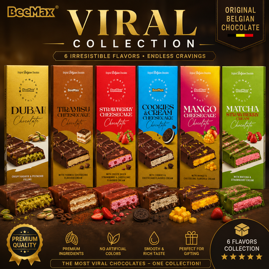 BeeMax Viral Collection Belgian Filled Chocolate Bars 6 Flavor, Gift Box
