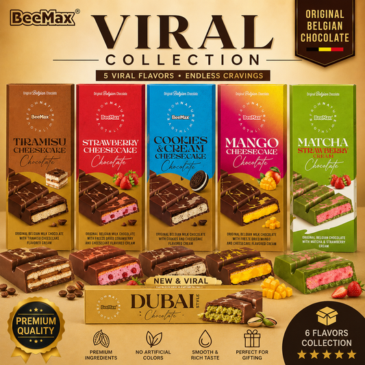 BeeMax Viral Collection Belgian Filled Chocolate Bars 6 Flavor, Gift Box